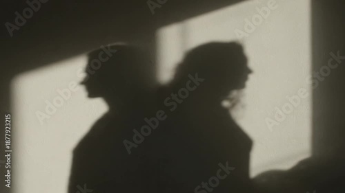 Wallpaper Mural Silhouettes of people interacting against a wall with dramatic shadows from window blinds Torontodigital.ca