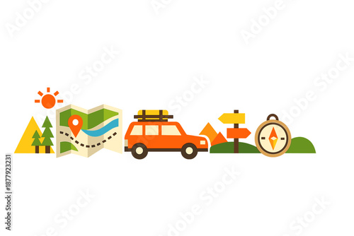 Adventure and travel flat design elements