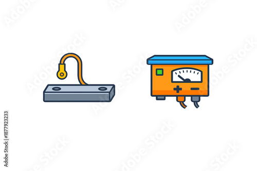 Electrical equipment icons: power supply and sensor