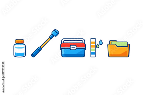 Set of colorful icons for science and organization