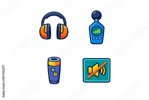Set of four sound and audio related icons