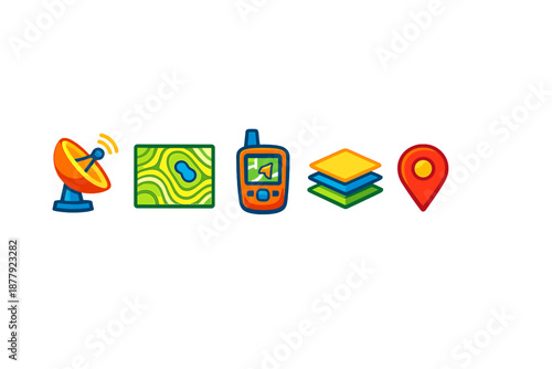 Set of icons related to navigation and geography