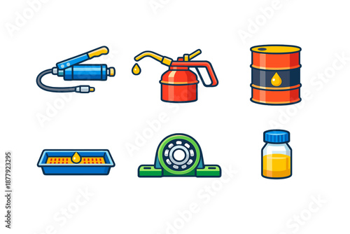 Set of icons for lubrication and maintenance