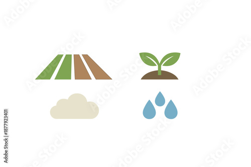 Four elements of nature for agriculture icons