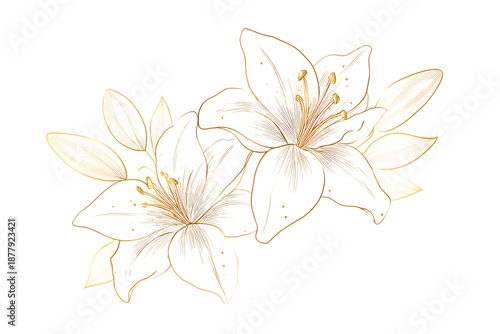 Golden lily flower illustration