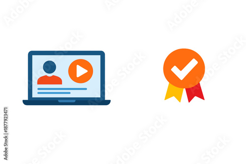 Laptop with video and online achievement award