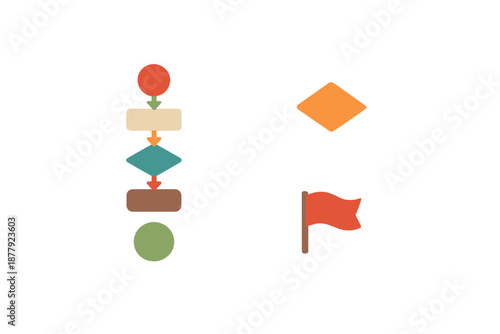 Flowchart icons and diagram elements