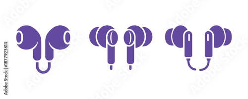 Wireless earphones illustrated in a vector icon set.

