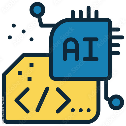 coding programing ai generate robot filled outline icon