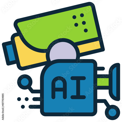 cctv camera security protection ai control technology filled outline icon