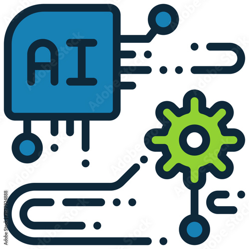 circuit technology setting gear wheel ai filled outline icon