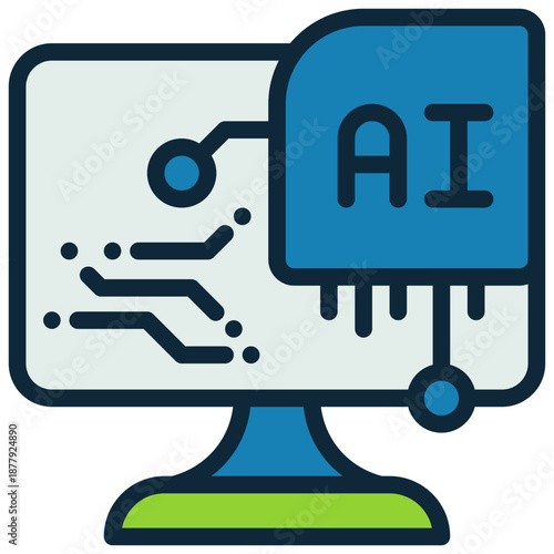 computer privacy working personal ai technology filled outline icon