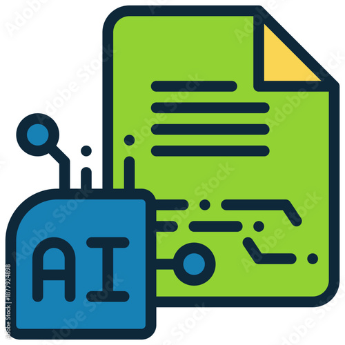 document paper report content writing ai generate digital filled outline icon