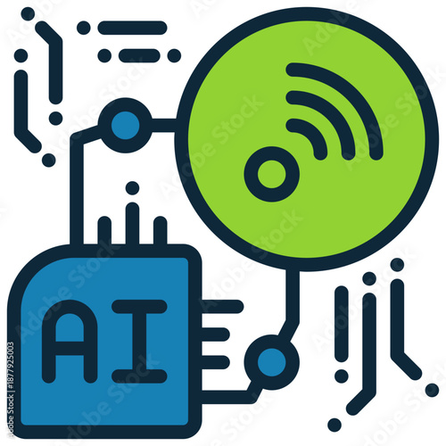 signal wireless control ai connecting technology filled outline icon