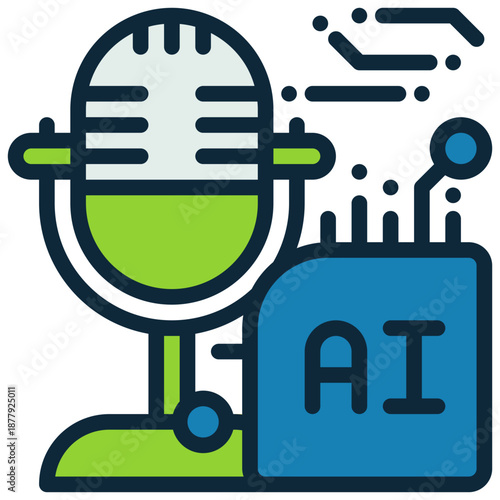sound microphone music singing song ai control program filled outline icon