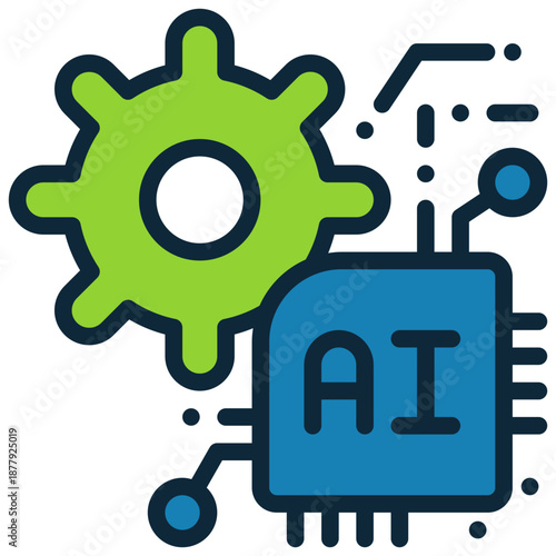 working setting control cog wheel ai control technology filled outline icon