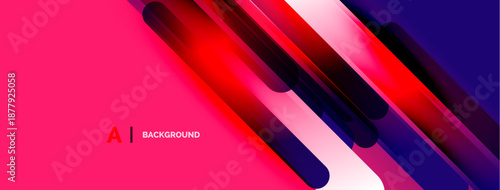 Abstract vibrant design. Dynamic lines create modern, colorful gradient effect. Pink, red, purple hues dominate composition.