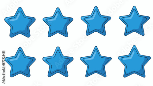 Eight blue five-pointed stars with a thick dark outline and a smooth gradient fill