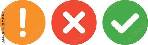 Fundamental UI feedback icons warning, error, and success markers for digital interface design