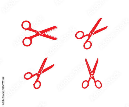 Red Scissors Icon for Cutting, Edit and UI Design