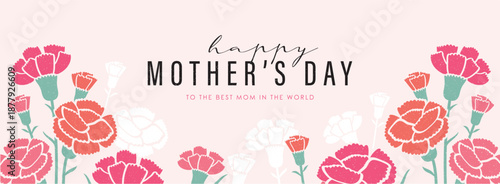 Mother's day banner design with beautiful Carnation flowers.

