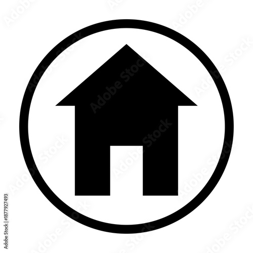 Home icon vector, simple flat style with circle for app or website design illustration
