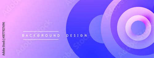 Abstract gradient background. Purple, blue hues blend smoothly. Circular shapes create dynamic visual effect. Text reads background design.