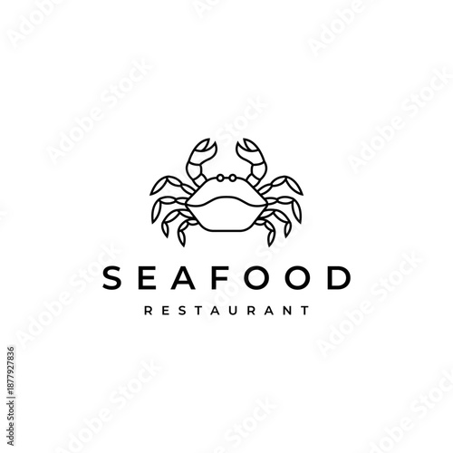 Line Art Crab for Seafood Restaurant Classic Vintage luxury logo design