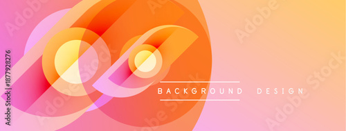 Abstract gradients create dynamic circular shapes. Warm colors blend, forming modern background design. Soft transitions offer visual appeal.
