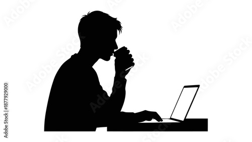 silhouette of a woman with laptop
