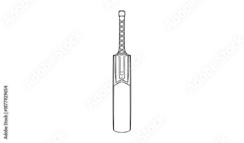 Cricket Bat Vector Line Art Illustration Isolated Sports Equipment Design
