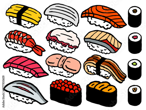 お寿司イメージのイラストセット