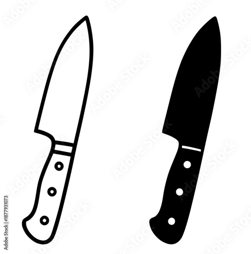 Agriculture icon, knife illustration in outline and silhouette style