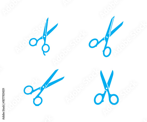 Blue Scissors Icon for Cutting, Edit and UI Design