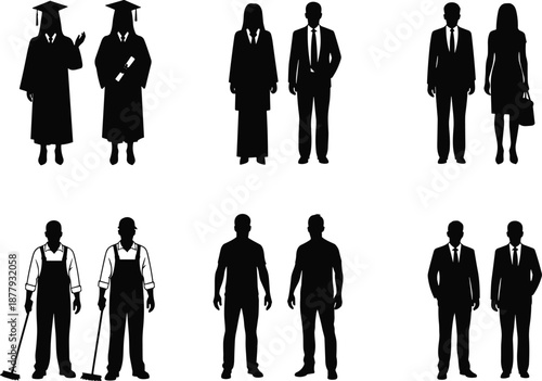 Faceless flat vector family illustration of parents and two children holding hands, casual clothing, unity and togetherness concept for parenting