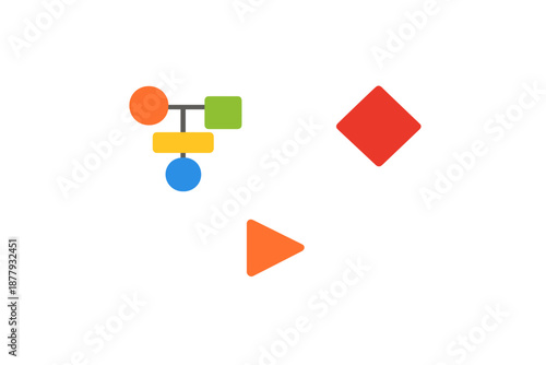 Abstract colorful shapes with glowing effect on gray background