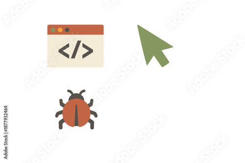 Programming bug and cursor illustration