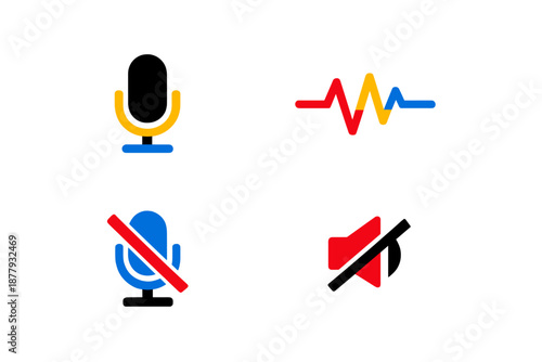 Microphone and speaker icons with status indicators
