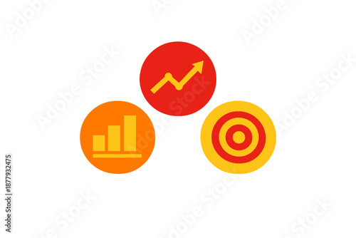 Business growth, statistics and target icons