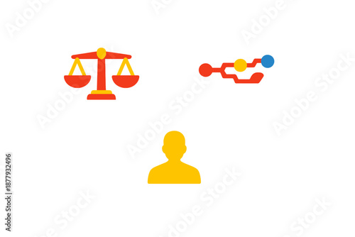 Abstract concept of justice, technology and humanity