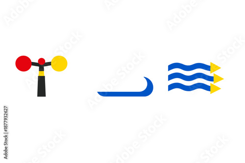 Abstract weather icons: signal, cloud, wind and sun
