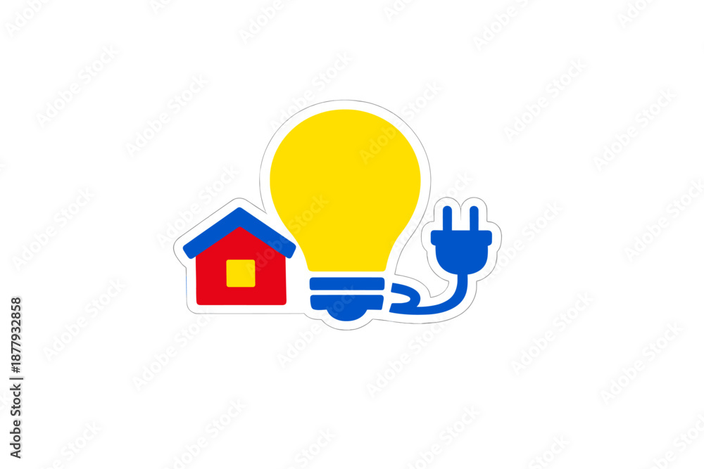Obraz premium House, light bulb, and electric plug icon