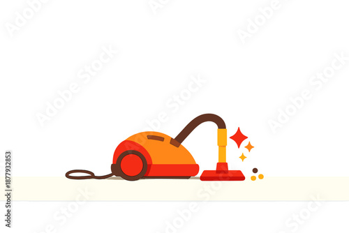 Stylized orange and red vacuum cleaner with glowing effect