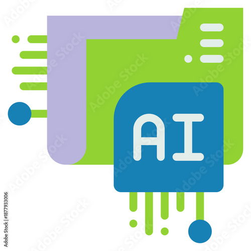 folder file storage data privacy cyber online ai technology flat style icon