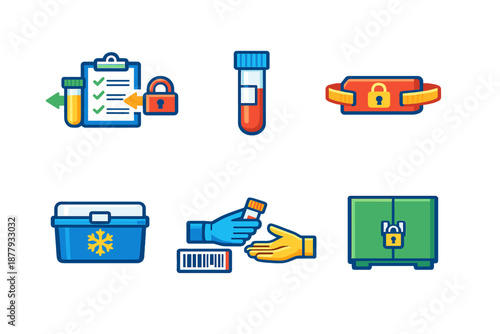 Medical sample security and transport icons