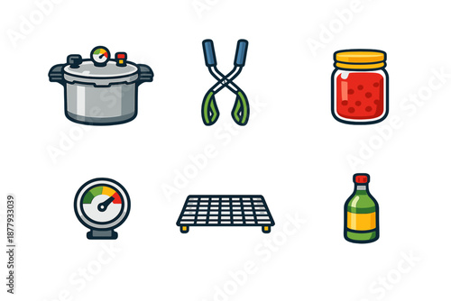 Canning and Food Preservation Icons Set