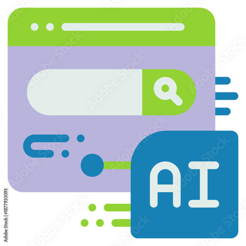 search finding website internet online cyber ai technology flat style icon