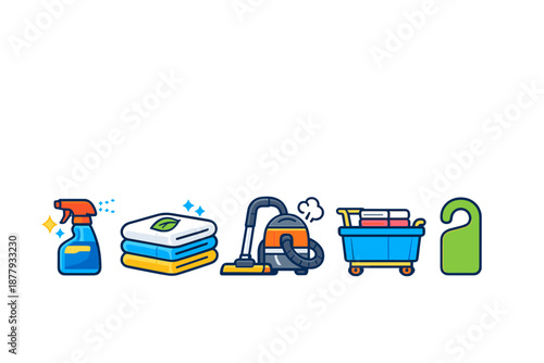 Collection of cleaning and hotel service icons