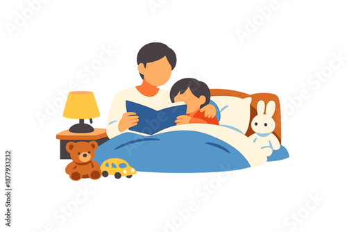 Father reading a bedtime story to his child