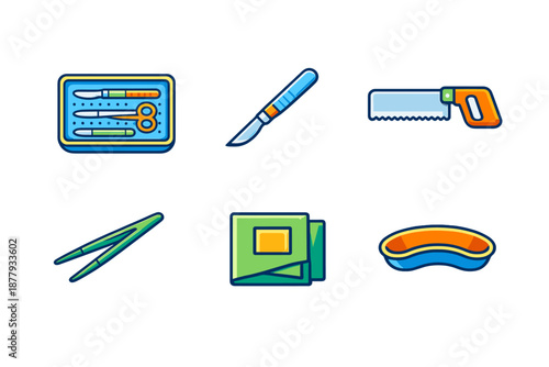 Medical and surgical instruments icons